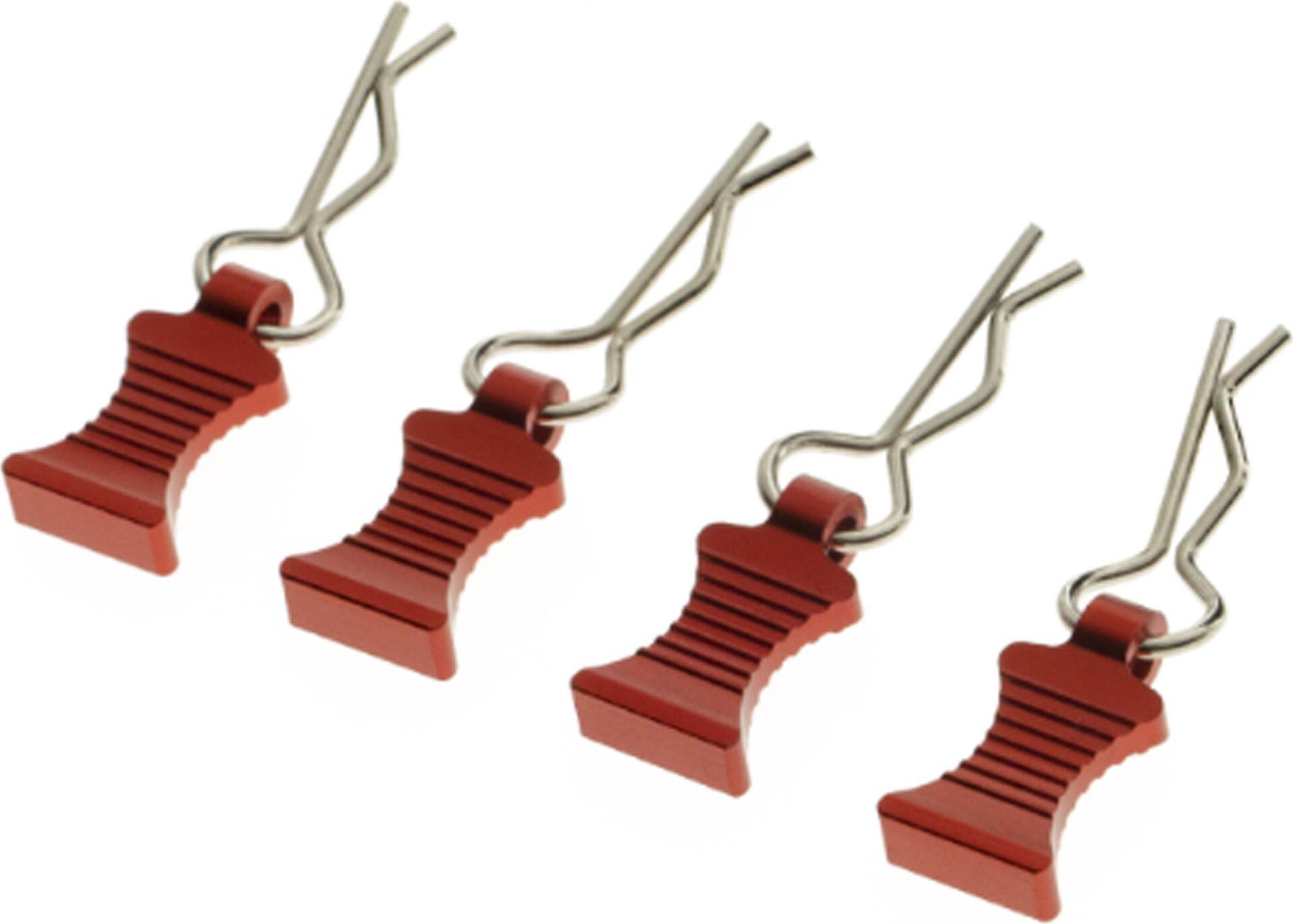 ValueRC Aluminum "Easy-Pull" 1/10 1/8 RC car body clips 4pcs/set Punane