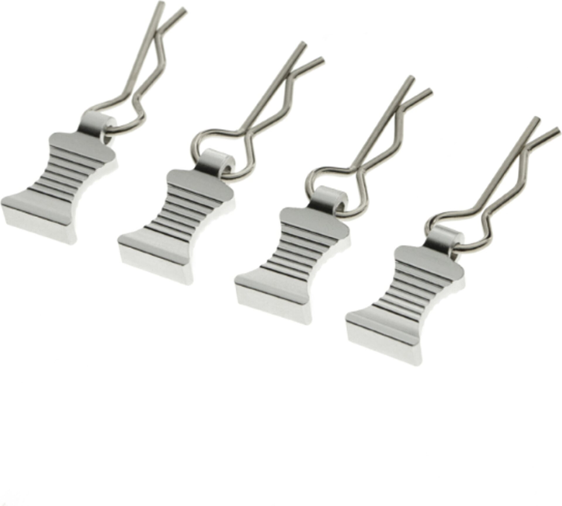 ValueRC Aluminum "Easy-Pull" 1/10 1/8 RC car body clips 4pcs/set Hõbe