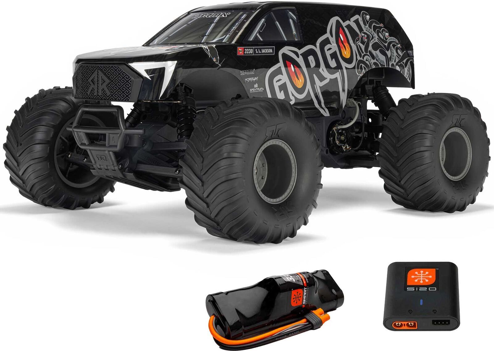 ARRMA RC 1/10 GORGON 4X2 MEGA 550 BRUSHED MONSTER TRUCK RTR WITH BATTERY & CHARGER Harmaa
