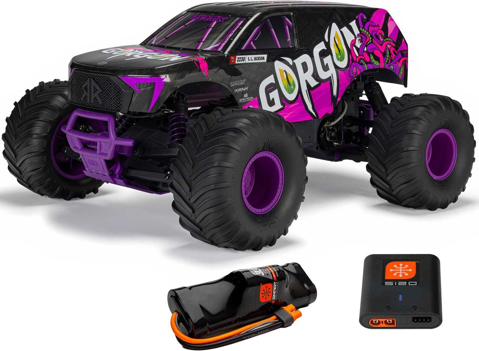 ARRMA RC 1/10 GORGON 4X2 MEGA 550 BRUSHED MONSTER TRUCK RTR WITH BATTERY & CHARGER Violetti