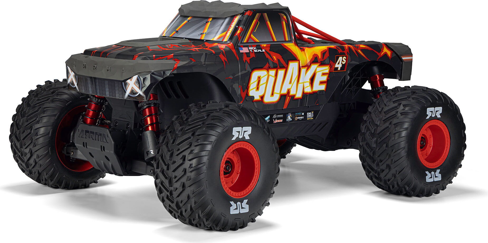 ARRMA RC 1/8 QUAKE 4S DSC 4X4 RTR Brushless Monster Truck Punainen