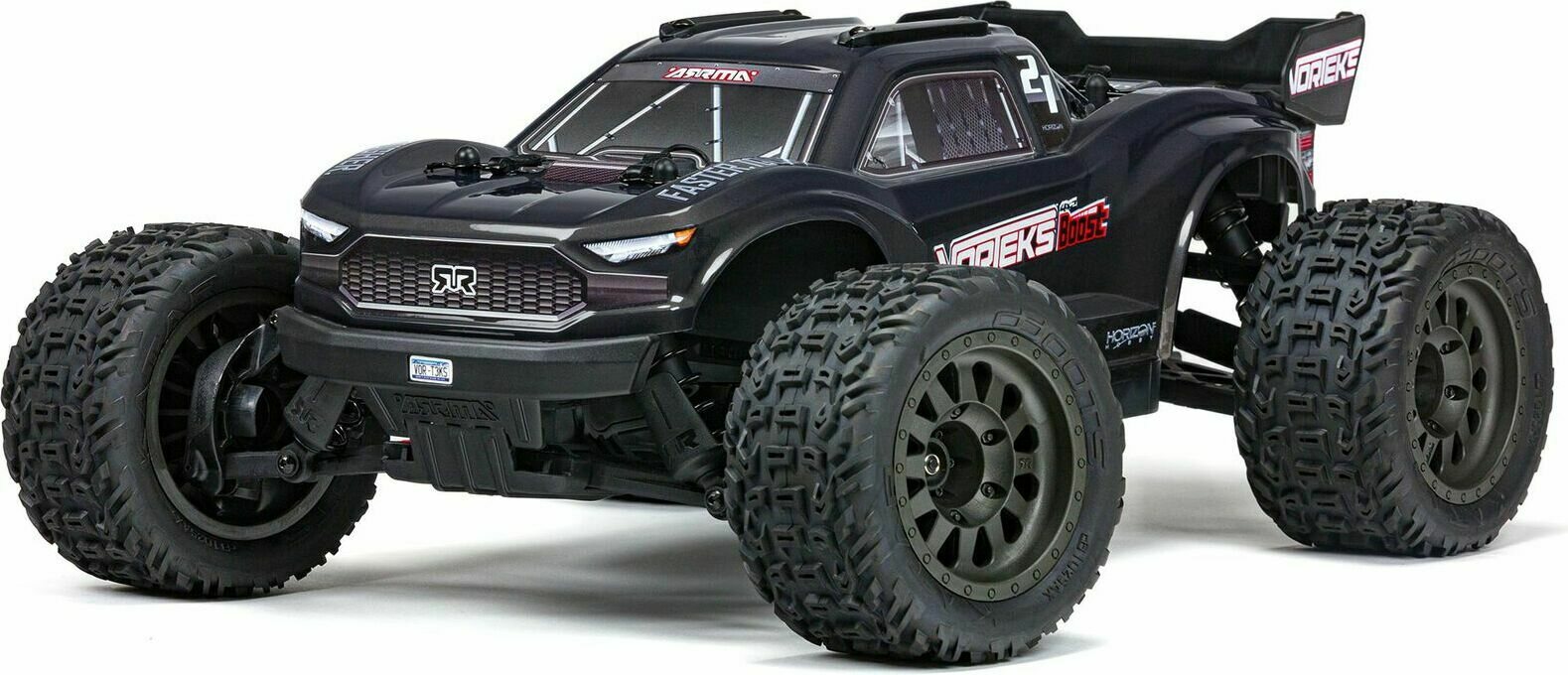 ARRMA RC 1/10 VORTEKS 4X2 BOOST MEGA 550 Brushed Stadium Truck RTR NiMh-akulla ja Laturilla Musta