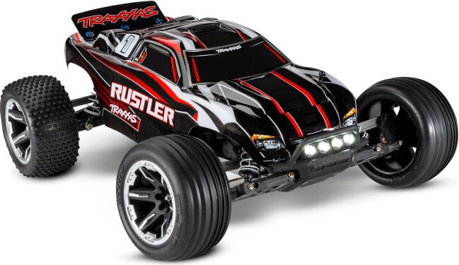 Traxxas Rustler 2WD 1/10 RTR TQ LED - With Batt/Charger Punamusta