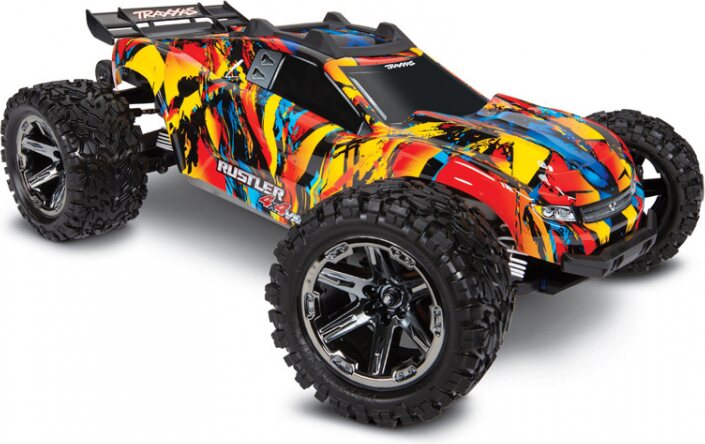 Traxxas Rustler 4x4 VXL 1/10 RTR TQi TSM ILMAN AKKUA JA LATURIA Punainen