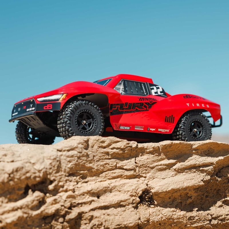 ARRMA RC 1/10 FURY MEGA 550 2WD Short Course Truck RTR (Akulla ja laturilla) Punane