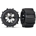 Traxxas 4175 Tires & Wheels Paddel/All-Star Black Chrome 2.8" TSM Front (Sopii myös ARRMA 4x4)