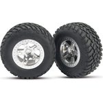 Traxxas 5873 Tires & Wheels SCT/SCT Satin Chrome 4WD/2WD Rear (2)