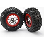Traxxas 5877A Tires & Wheels BFGoodrich/S-Spoke Chrome-Red 2WD Front (2)