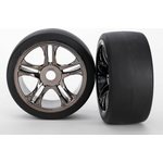 Traxxas 6477 Tires & Wheels Slicks S1/S-Spoke Black Chrome Rear (2) XO-1