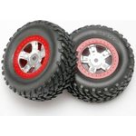Traxxas 7073A Tires & Wheels SCT/SCT-Red Chrome 1/16 (2)