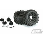 Pro-Line Masher 2.8" All Terrain Tires Mounted for Stampede 2wd & 4wd Front and Rear, Mounted on Raid Black 6x30 Removable Hex Wheels 1192-10