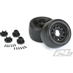 Pro-Line Prime 2.8" Street Tires Mounted for Stampede 2wd & 4wd Front and Rear, Mounted on Raid Black 6x30 Removable Hex Wheels 10116-10