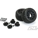 Pro-Line Street Fighter LP 2.8" Street Tires Mounted for Rustler 2wd & 4wd Front and Rear, Mounted on Raid Black 6x30 Removable Hex Wheels 10161-10
