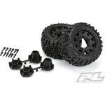 Pro-Line Trencher LP 2.8" All Terrain Tires Mounted for Rustler 2wd & 4wd Front and Rear, Mounted on Raid Black 6x30 Removable Hex Wheels 10159-10