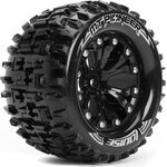 Louise MT-PIONEER - 1-10 Monster Truck Tire Set - Mounted - Sport - Black 2.8 Wheels - 1/2-Offset - Hex 12mm