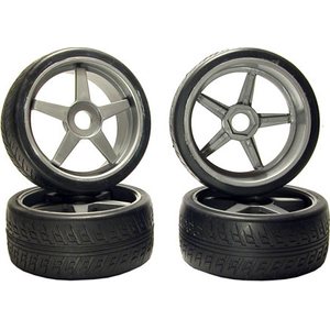 Kyosho Tyres On Inferno Gt Silver Wheels (4) K.Igth002S