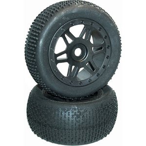 Kyosho Truggy Tyres On Inferno St Black Wheels (2) K.Isth111