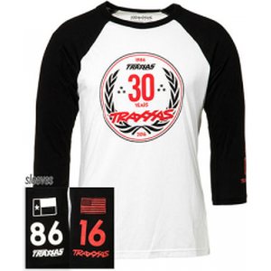 Traxxas 1387-S Shirt Raglan White/Black Traxxas-logo 30year S (Premium Fit)