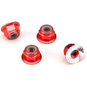 Traxxas 1747A Lock Nut Flanged M4 Alu Red (4)