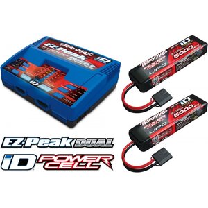 Traxxas 2990GX Charger EZ-Peak Dual 8A and 2 x 3S 5000mAh Battery Combo