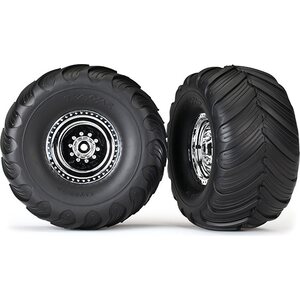 Traxxas 3663X Tires & Wheels Terraroove/Chrome 2.0/3.0" Truck (2)