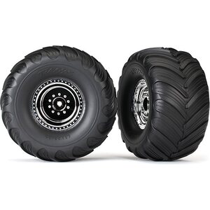 Traxxas 3665X Tires & Wheels Terraroove/Satin Chrome 2.2/3.0 Truck (2)