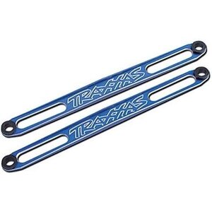 Traxxas 3923X Hold Downs Battery Alu Blue (2) (E-Maxx older)