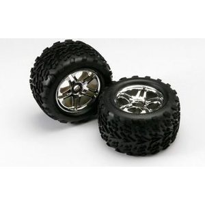 Traxxas 5174R Tires & Wheels Talon/SS Chrome (17mm) 3.8" (2)