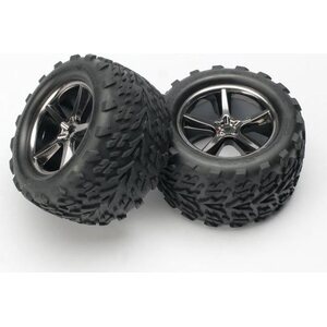 Traxxas 5374A Tires & Wheels Talon/Gemini Black Chrome (14mm) 3.8" (2)