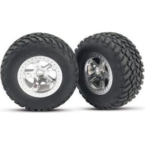 Traxxas 5873 Tires & Wheels SCT/SCT Satin Chrome 4WD/2WD Rear (2)