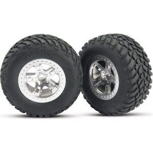 Traxxas 5875 Tires & Wheels SCT/SCT Satin Chrome 2WD Fram (2)