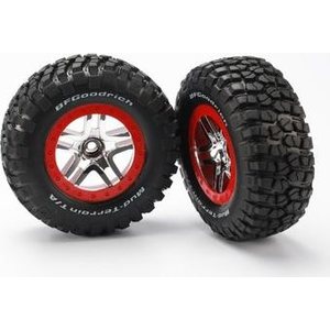 Traxxas 5877A Tires & Wheels BFGoodrich/S-Spoke Chrome-Red 2WD Front (2)