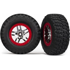 Traxxas 5877R Tires & Wheels BFGoodrich S1/S-Spoke Chrome Red 2WD Front