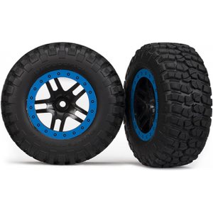 Traxxas 5885A Tires & Wheels BFGoodrich/S-Spoke Black-Blue 2WD Front (2)