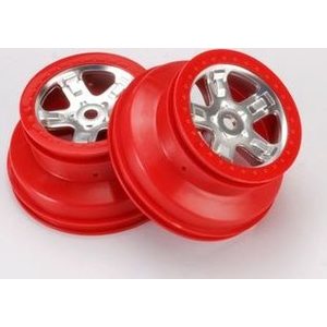 Traxxas 5972A Wheels SCT Satin Chrome-Red (14mm) 2.2/3.0" (2)