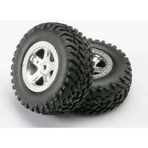 Traxxas 5973 Tires & Wheels SCT/SCT Satin Chrome (14mm) (2)