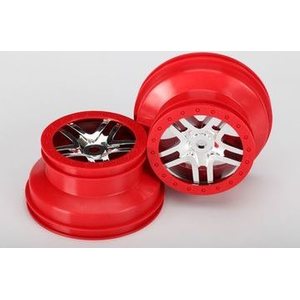 Traxxas 5974A Wheels SCT Split-Spoke Chrome-Red (14mm) 2.2/3.0" (2)