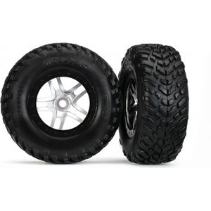 Traxxas 5975X Tire & Wheel SCT S1/S-Spoke  Chrome-Black (14mm) (2)