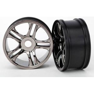 Traxxas 6476 Wheels Split-Spoke Black Chrome Rear (2) XO-1