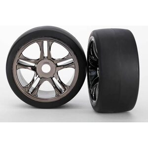 Traxxas 6479 Tires & Wheels Slicks S1/S-Spoke Black Chrome Front (2) XO-1