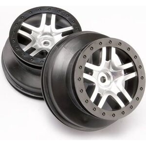 Traxxas 6872 Wheels SCT S-Spoke Chrome-Black 2.2/3.0" 4WD/2WD Rear (2)