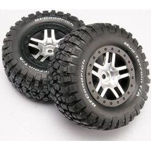 Traxxas 6873 Tires & Wheelsoodrich/S-Spoke Chr. -Black 4WD/2WD Rear TSM