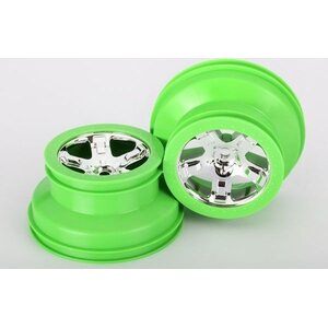 Traxxas 6875 Wheels SCT Chrome-Green 2.2/3.0" 4WD/2WD Rear (2)