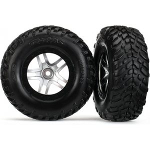 Traxxas 6892R Tires & Wheels SCT S1/S-Spoke Chr.-Black 4WD/2WD Rear TSM(2)