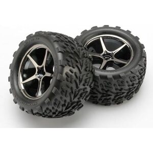 Traxxas 7174A Tires & Wheels Talon/Gemini Black Chrome 2.2" 1/16 (2)