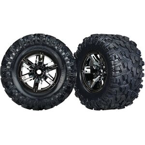 Traxxas 7772A Tires & Wheels Maxx AT/X-Maxx Black Chrome (2)
