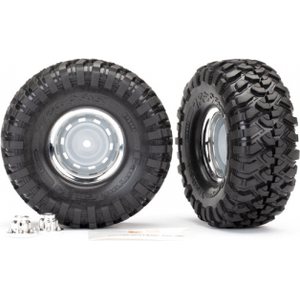 Traxxas 8166 Tire & Wheel Canyon Tr./Chro. 1.9"+Center Caps (for #8255A)
