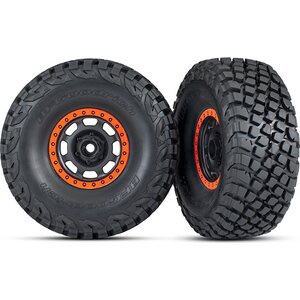 Traxxas 8472 Tires & Wheels Baja KR3/Desert Racer Black-Orange (2) UDR
