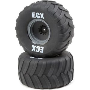 ECX ECX43015 Rt/Lft Tire, Prmnt, Gray Whl (2): 1:10 2WD Axe MT