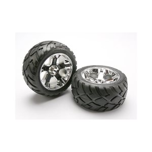 Traxxas 5576R Tires & Wheels Anaconda/All-Star Chrome 2.8" (2)